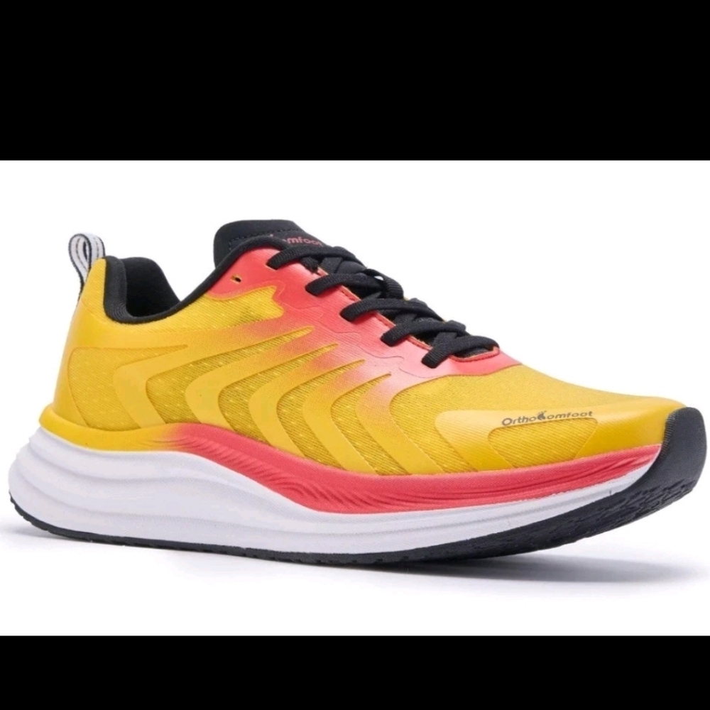 Size 12 - OrthoComfoot Men`s Orthopedic Arch Support  Red/Yellow